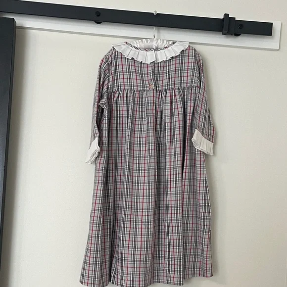Plaid Kids Dress with Ruffled Collar - Picture 6 of 7